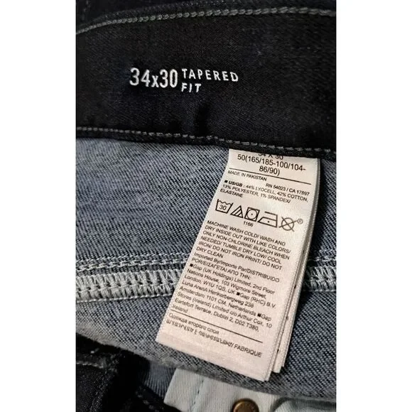 Banana Republic Mens 34/30 TRAVELER TAPERED FIT DARK BLUE Jeans Pants $130